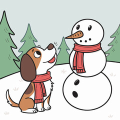 snowman with a dog