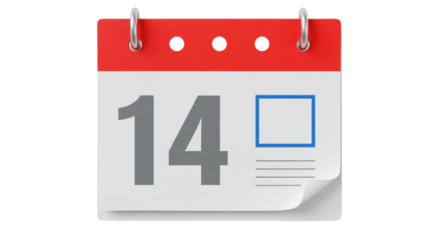 Isolated Calendar Page with Number 14