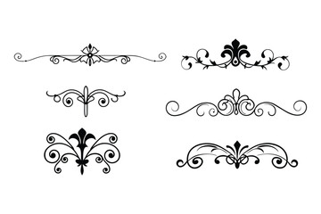 Baroque Calligraphy Ornament Vector Set – Elegant White Background Design.


