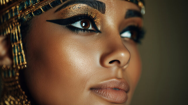 portrait of a woman in egyptian cleopatra style – great for historical illustrations, museum exhibitions, educational materials, or fantasy character design	