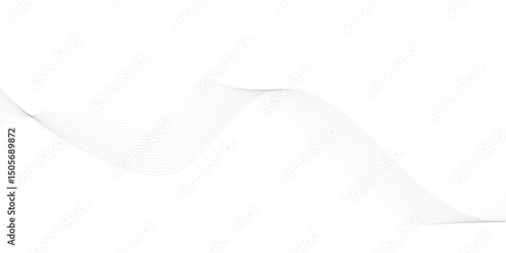 Poster abstract wavy grey flow halftone stream element for design on transparent background isolated. frequ