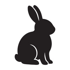Bold Sitting Rabbit Silhouette with Upright Ears and Round Body – Clean Centered Composition