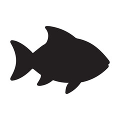 Clean Black Fish Silhouette Swimming Right with Fluid Lines on Simple Background