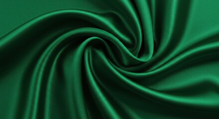 Fototapeta premium Luxurious emerald green silk fabric with a smooth, elegant drape, showcasing a rich texture and vibrant color, perfect for backgrounds, fashion, and decorative designs