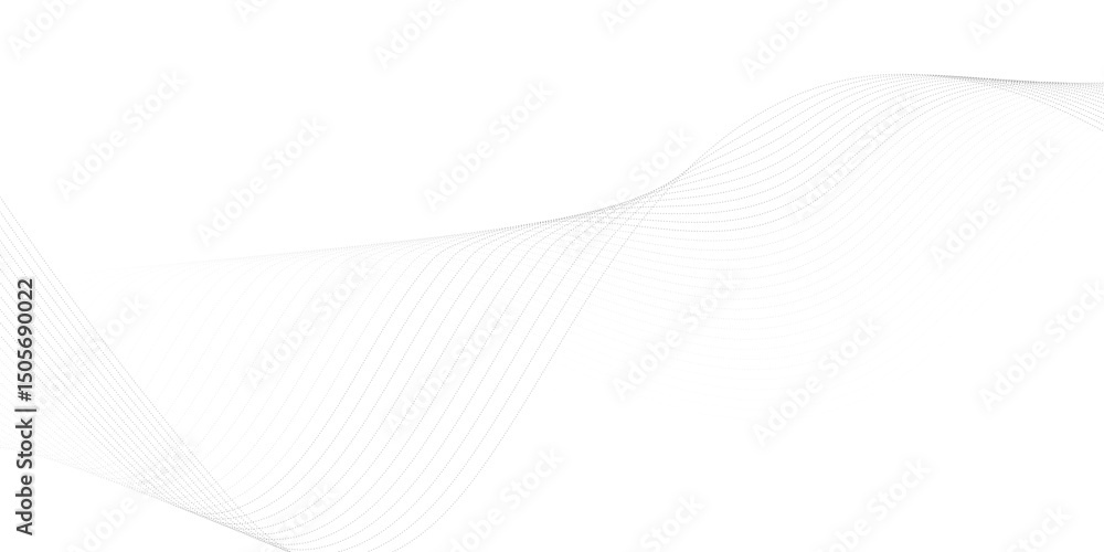 Poster halftone flowing wavy gray gradient dots shape isolated on white background. digital future technolo