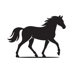 Graceful Side Profile Horse Silhouette in Motion with Flowing Mane – Elegant Minimal Design