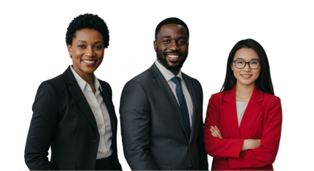 Isolated Portrait Team Business People in Office Professional Suits PNG