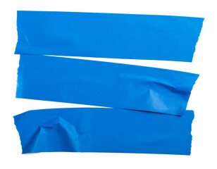 Fototapeta na wymiar blue paper tape adhesive with ripped edge for clipping isolated 