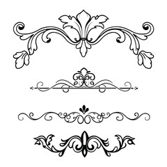 Baroque Calligraphy Ornament Vector Set – Elegant White Background Design.


