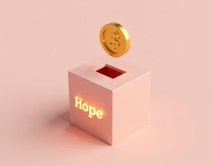 Obraz premium Donation Box with Hope and Gold Coin - Charity, Giving, Hope Concept