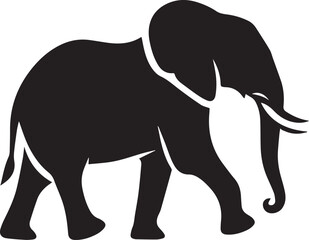 Fototapeta premium Black vector illustration of a wild elephant silhouette, perfect for animal and nature-themed designs 