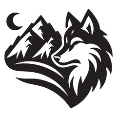 Mountain wolf vector illustration
