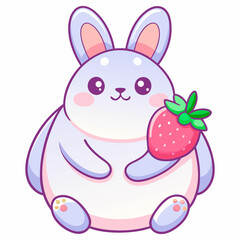 Cute pink cartoon Easter bunny with egg illustration