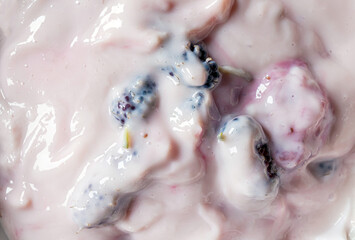 Macro texture of Tasty fruit yogurt background
