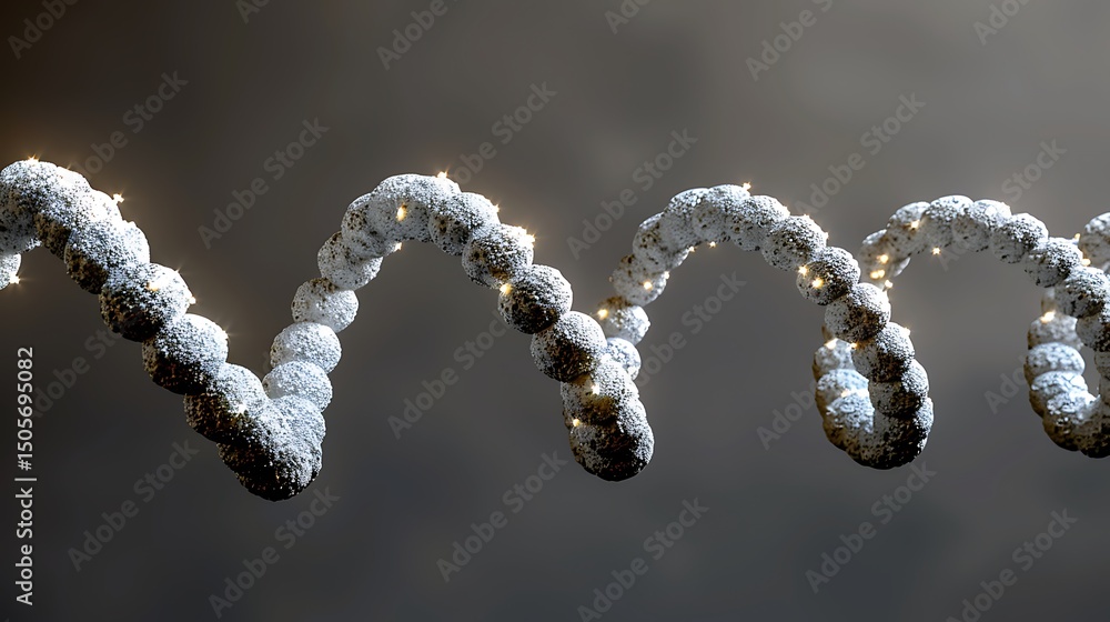 Poster abstract representation of twisted structure with glowing elements