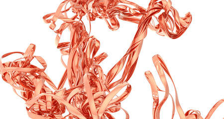 Stunning image of rose gold ribbons swirling elegantly. Perfect for luxury, beauty, or abstract design projects.
