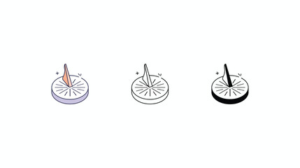 Sundial icons vector set color line glyph line icons stock illustration