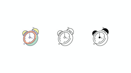 Alarm Clock icons vector set color line glyph line icons stock illustration