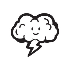 Stormcloud clipart cartoon style vector illustration Silhouette White background.