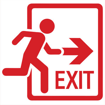 Running man emergency fire exit sign icon isolated on white background
