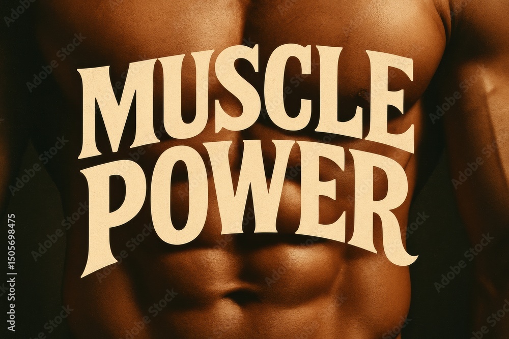 Poster showcasing impressive muscle power through a close-up on defined abs during a fitness session at a g