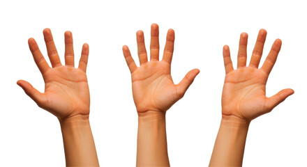 Isolated Three Open Hands