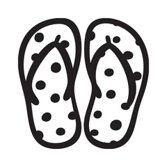 Summer flip flop clipart cartoon style vector illustration Silhouette White background.