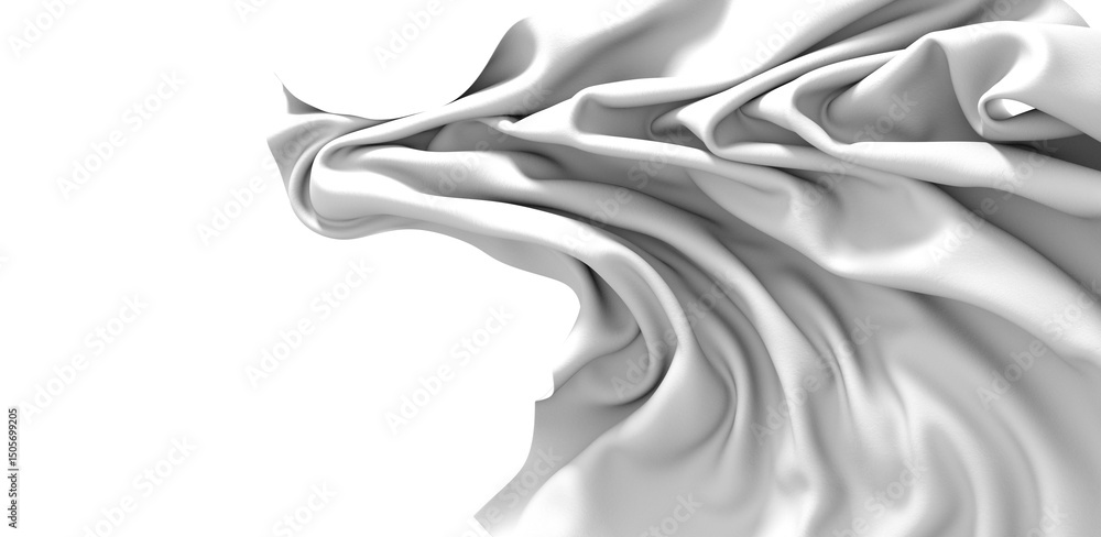 Leinwandbilder a close-up of a white fabric, gently draped and flowing, creating an abstract and elegant design.