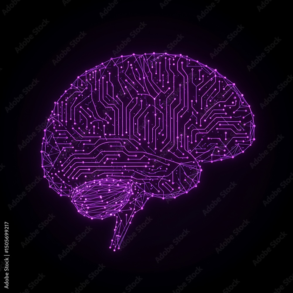 Poster abstract digital brain artificial intelligence and neural networks concept
