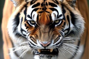 Obraz premium Fierce Tiger Close-Up on Black Background