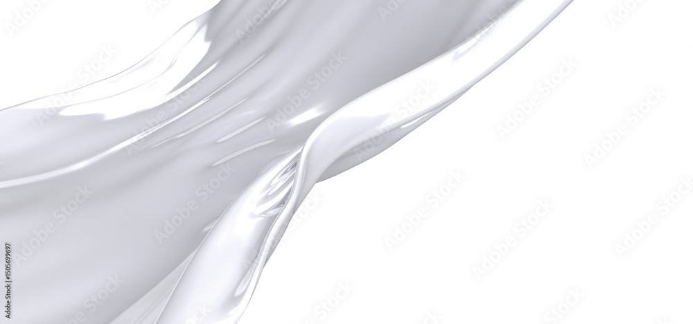 Poster A close-up of a white fabric, gently draped and flowing, creating an abstract and elegant design.