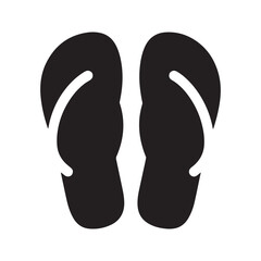 Summer flip flop clipart cartoon style vector illustration Silhouette White background.