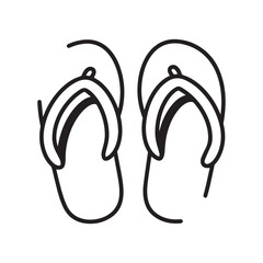 Summer flip flop clipart cartoon style vector illustration Silhouette White background.