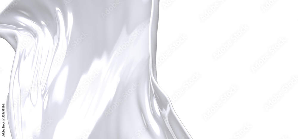 Poster A close-up of a white fabric, gently draped and flowing, creating an abstract and elegant design.