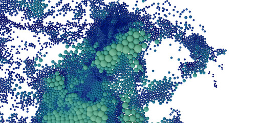 Artistic background of vibrant blue and green spheres. Perfect for tech, science, or design projects.