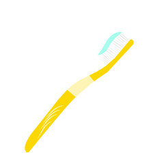 Flat design Illustration of a toothbrush with a colored plastic handle