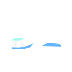 Flat design Illustration of a toothbrush with a colored plastic handle