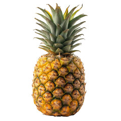 Fototapeta premium A whole pineapple with crown on a white background, real photo, stock photography, high resolution