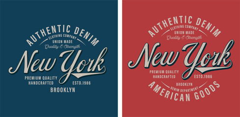 New York Authentic Denim Clothing Company Premium Quality Brooklyn Typography Vector T-Shirt Design.