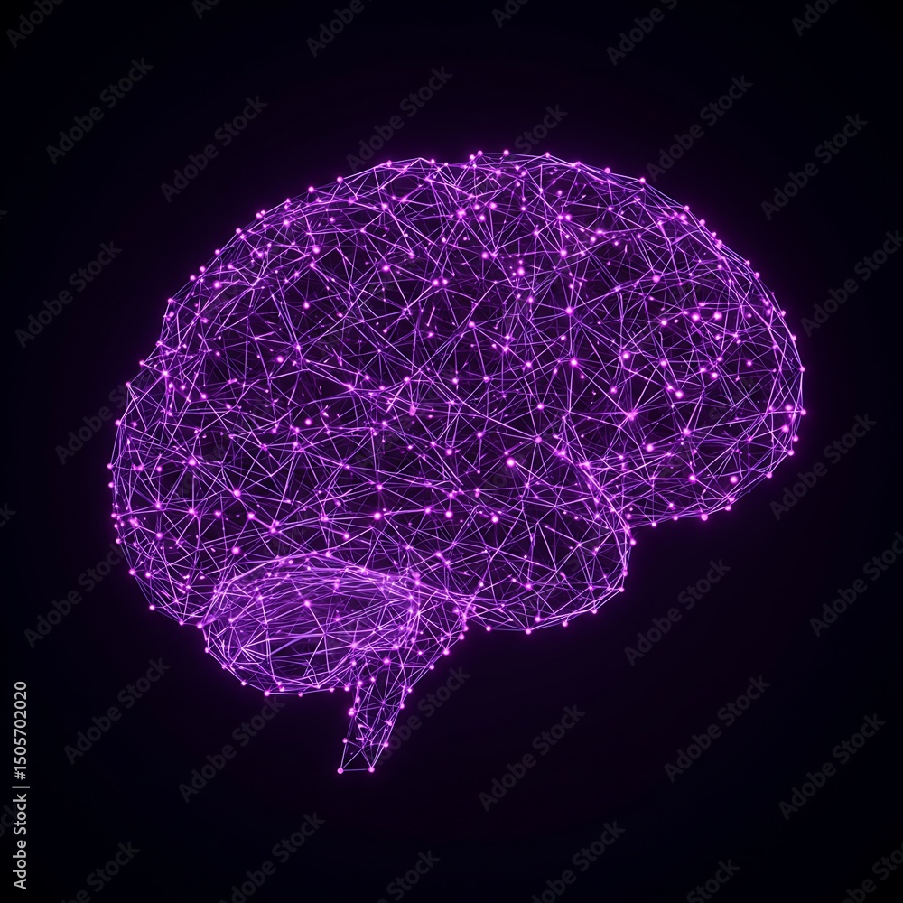 Poster abstract purple brain plexus network visualization of neural connections