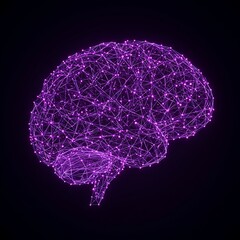 Abstract Purple Brain Plexus Network Visualization of Neural Connections