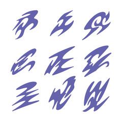 Abstract Purple Flame Designs Collection of Nine Unique Fire-Like Vector Graphics