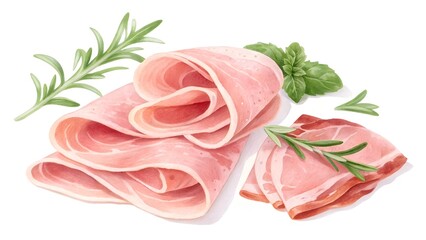 prosciutto and ham watercolor clipart illustration
