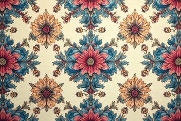 Intricate floral damask pattern in muted tones, print, old-fashioned, luxury