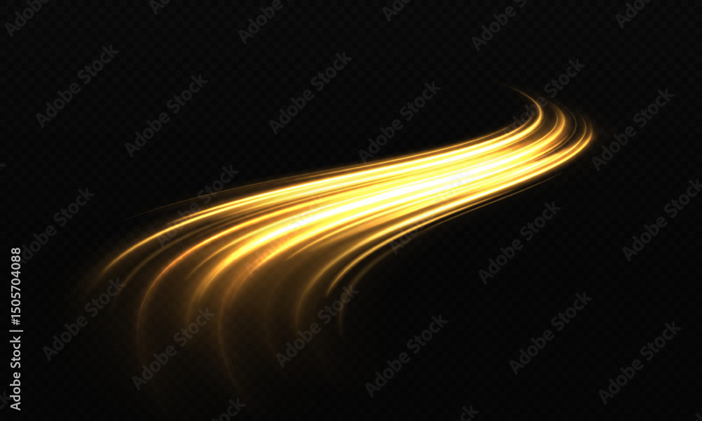 Wall mural magical sparkling trails of a shiny comet with glowing light effect. luminous high-speed lines and w