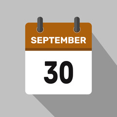 30 september calendar icon vector design month illustration