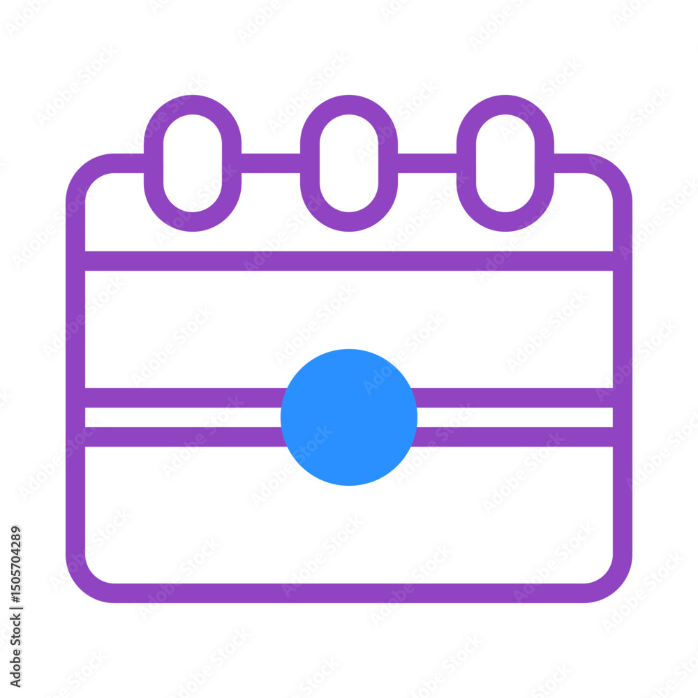 Poster stylized calendar icon with vibrant color scheme represents scheduling concept