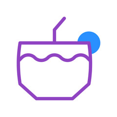 Stylized summer beverage illustration with vibrant violet and blue accents