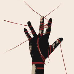 Slave’s Hand Bound by Strings – Symbolic Illustration of Control and Loss of Freedom