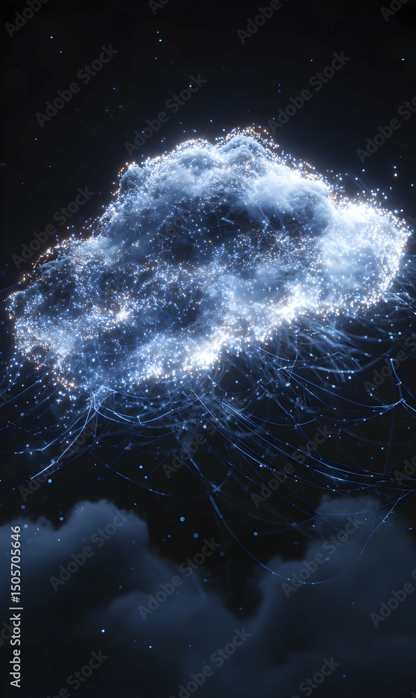 Poster mystical cloudscape emerges from the depths with ethereal radiance and otherworldly luminescence in 